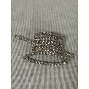 Vintage Rhinestone Brooch Prong Set Clear Stones Top Hat